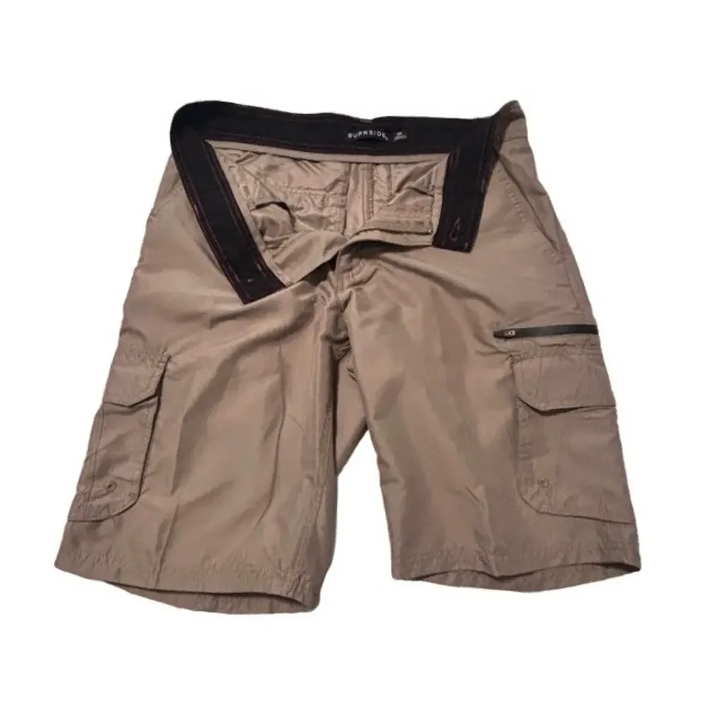 Burnside Cargo Shorts Utility Tan Size 30 Pockets 11” Inseam